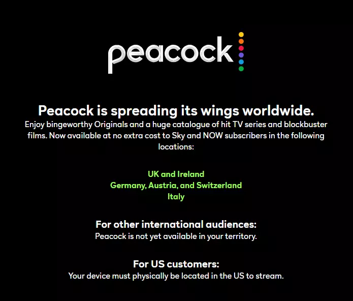 Peacock is not yet available in your territory