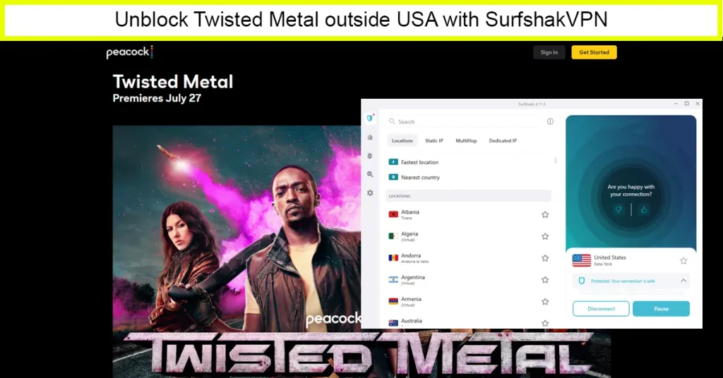 Watch Twisted Metal outside USA on Peacock with Surfshark